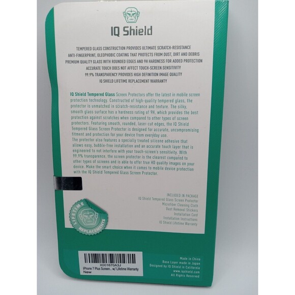 5/$25 Iphone 7 PLUS Screen Protector Iq Shield Tempered Ballistic Glass - Picture 4 of 7